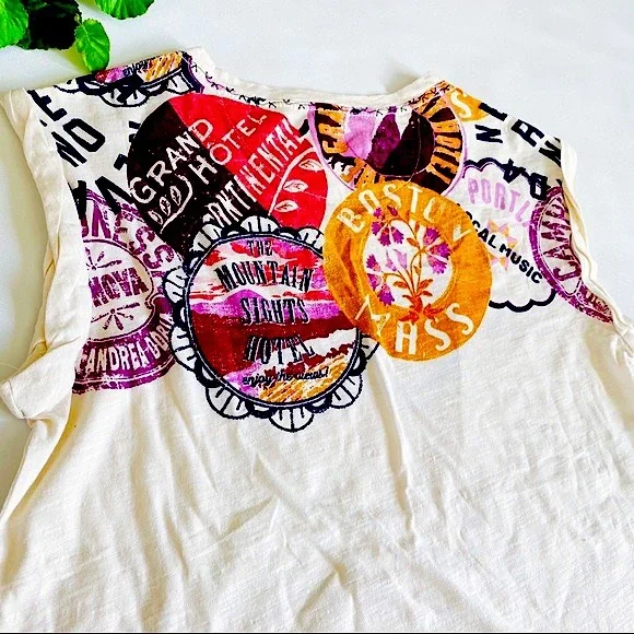 Anthropologie Maeve Carey Muscle Tee Ivory XS New - Picture 2 of 4